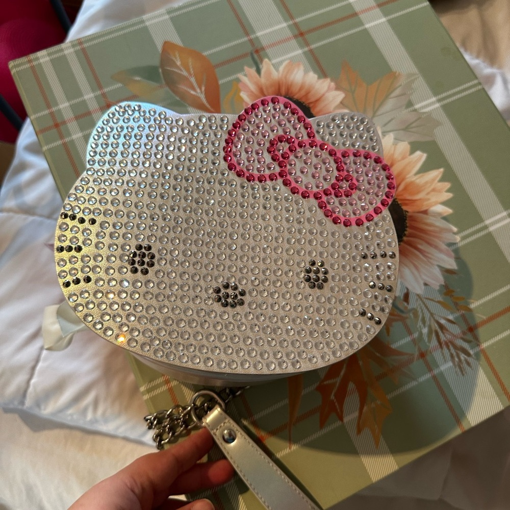 Hello Kitty Iridescent Silver Mini Backpack with … - image 1